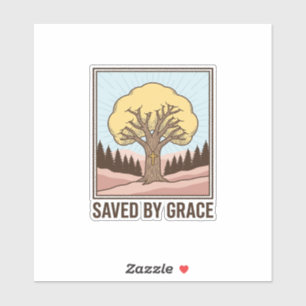 Saved by Grace Christian Tree Vintage Shirt Design