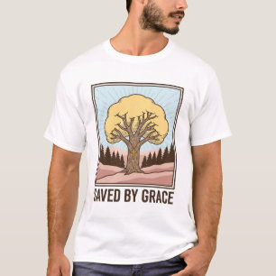Saved by Grace Christian Tree Vintage Shirt Design