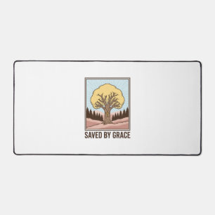 Saved by Grace Christian Tree Vintage Shirt Design Desk Mat