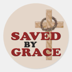 SAVED BY GRACE CLASSIC ROUND STICKER