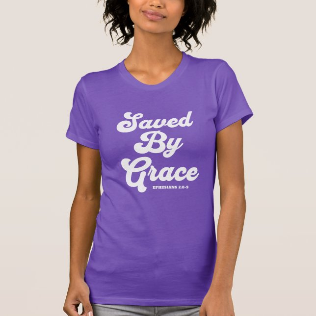Saved By Grace Ephesians 2:8-9 Basic Dark T-Shirt (Front)