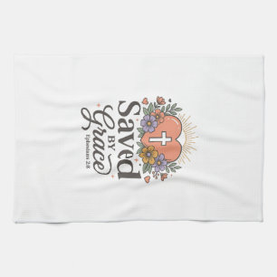 Saved By Grace Floral Christian Vector Shirt Tea Towel