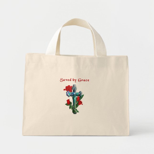 Saved by grace mini tote bag (Front)
