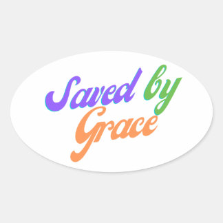 Saved by Grace Oval Sticker