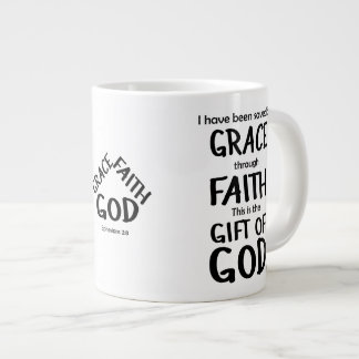Saved By Grace Through Faith Black Ephesians 2:8 Large Coffee Mug