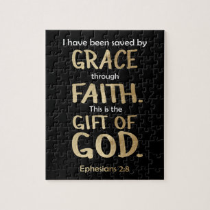 Saved By Grace Through Faith Gold Ephesians 2:8  Jigsaw Puzzle