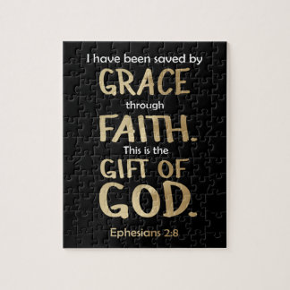 Saved By Grace Through Faith Gold Ephesians 2:8  Jigsaw Puzzle