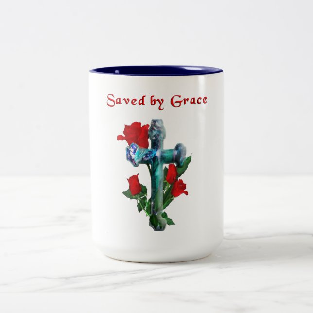 Saved By Grace Two-Tone Coffee Mug (Center)