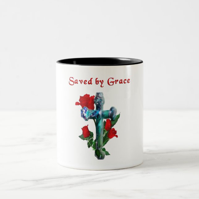 Saved by grace Two-Tone coffee mug (Center)