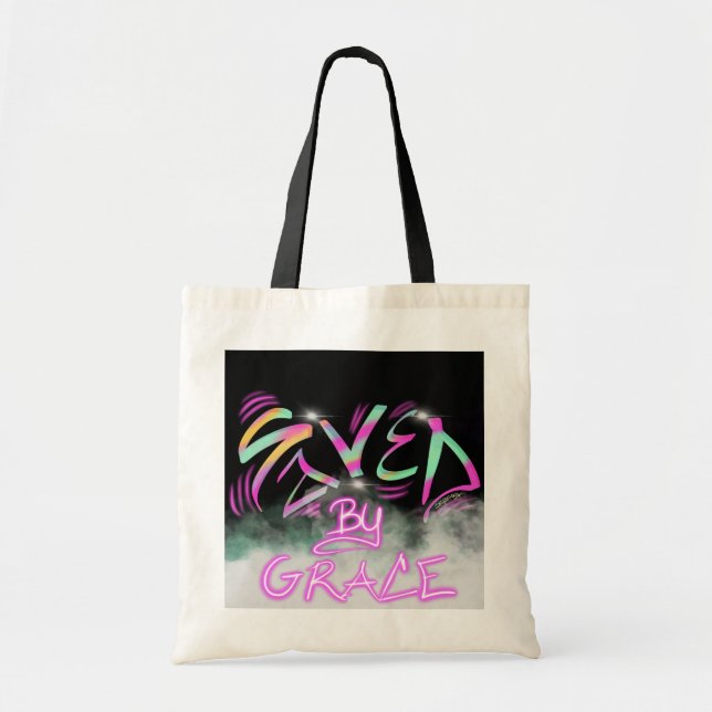 Saved by Grace Urban Street Art Tote Bag (Front)