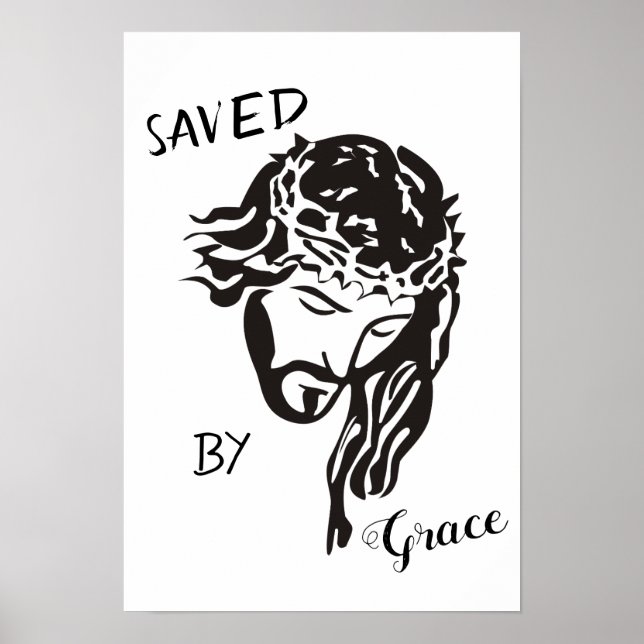 Saved by the Grace of God Jesus SVG Poster (Front)