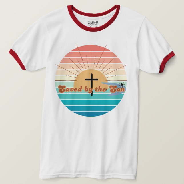 Saved By The Son retro Christian tee (Design Front)