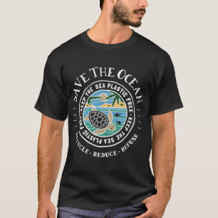 Savehe Ocean Keep the Sea Plastic Freeurtle Scene T-Shirt