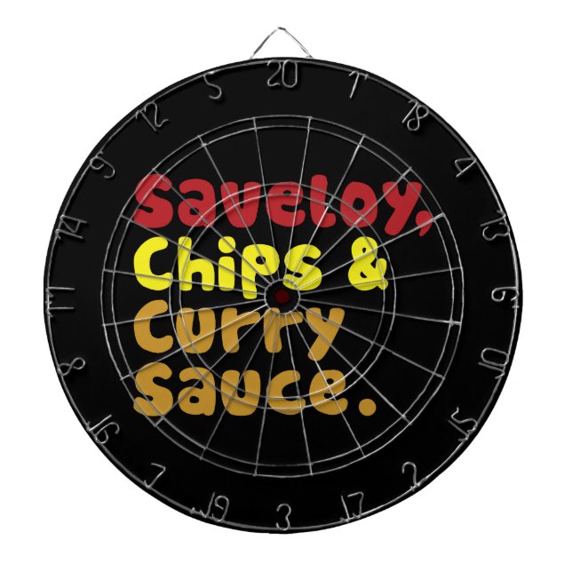 Saveloy, Chips & Curry Sauce. Dartboard (Front)