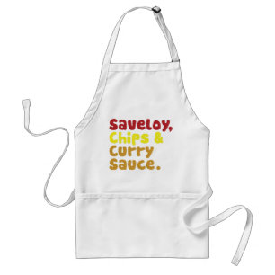 Saveloy, Chips & Curry Sauce. Standard Apron