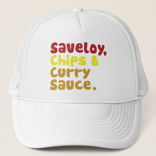 Saveloy, Chips & Curry Sauce. Trucker Hat