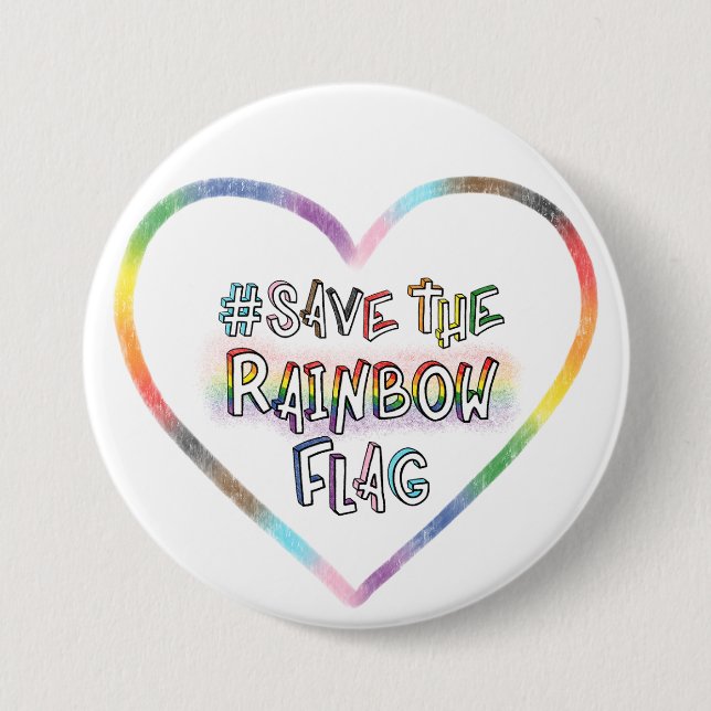 #SaveTheRainbowFlag hand lettering LGBTQ+ Rights 7.5 Cm Round Badge (Front)