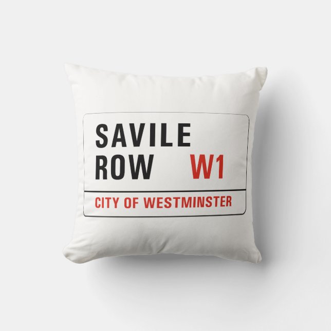 Savile Row, London Street Sign Cushion (Front)