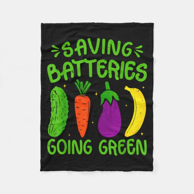 Saving Batteries Going Green Funny Inappropriate H Fleece Blanket (Front)