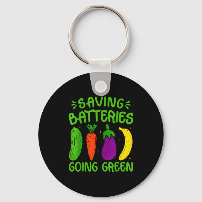 Saving Batteries Going Green Funny Inappropriate H Key Ring (Front)