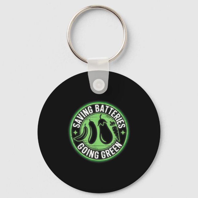 Saving Batteries Going Green Inappropriate Embarri Key Ring (Front)