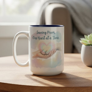 Saving Paws One Heart Heartfelt Watercolor Two-Tone Coffee Mug