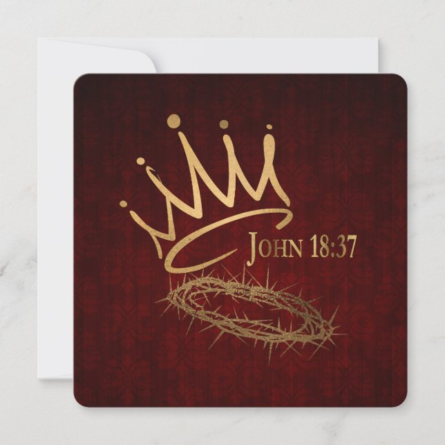 SAVIOR KING Elegant Red/Gold Christian Christmas  Card (Front)