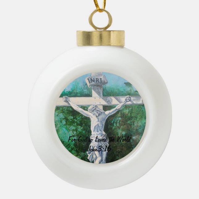 Saviour Christmas Easter Baptism holy week Ceramic Ball Christmas Ornament (Front)