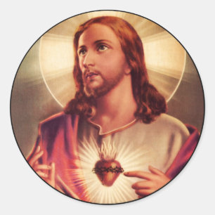 Saviour Eyes Raised Towards Heaven Classic Round Sticker