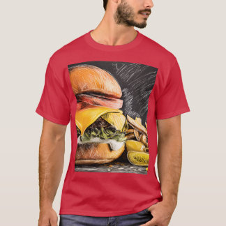 Savor a Juicy Cheeseburger with Fresh Veggies frie T-Shirt