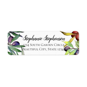 Savory Olives Tuscan Watercolor Return Address