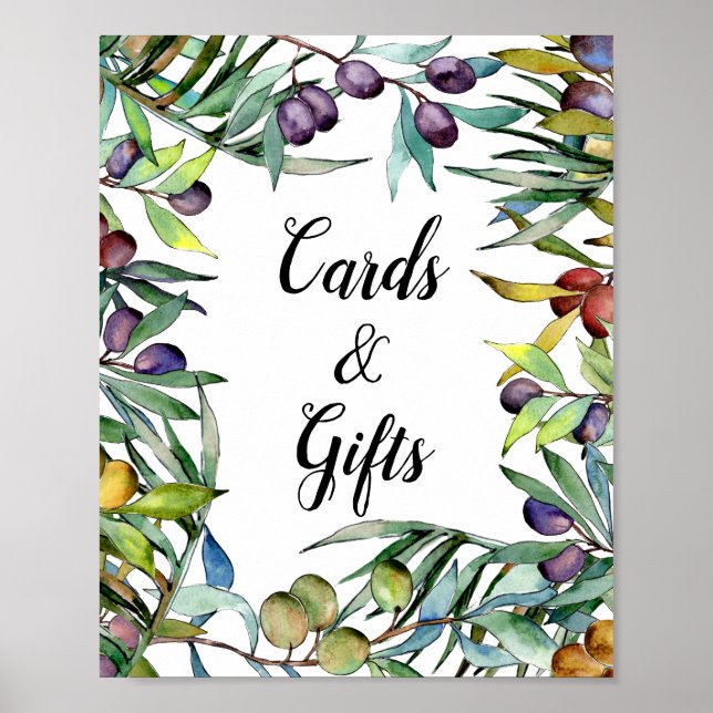 Savory Olives Tuscan Watercolor Wedding Poster (Front)