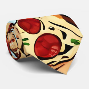 Savory Pizza Slice Tie - Blue Fun Tie