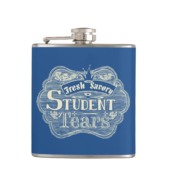 Savory Student Tears Hand Drawn Chalkboard Hip Flask (Front)