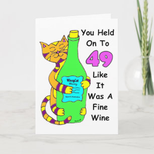 Savour 50 Winey Cat Birthday Card