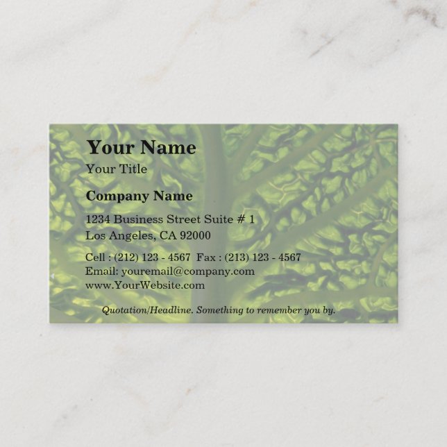Savoy cabbage leaf business card (Front)
