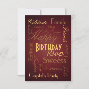Savvy Type Red Birthday Rsvp Invitation