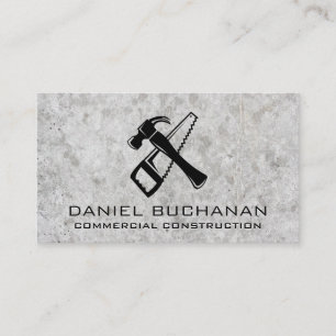 Saw and Hammer   Concrete Background Business Card