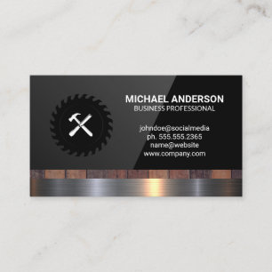 Saw and Hammer   Construction Carpentry Business Card