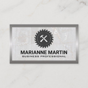 Saw and Hammer   Marble and Metal Business Card
