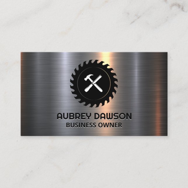 Saw and Tools | Metallic Business Card (Front)