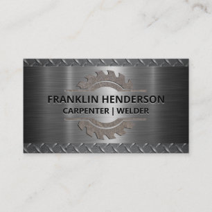 Saw Blade Diamond Plated Steel Metallic Business Card