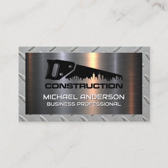Saw City Logo | Steel Metal Construction Business Card (Front)