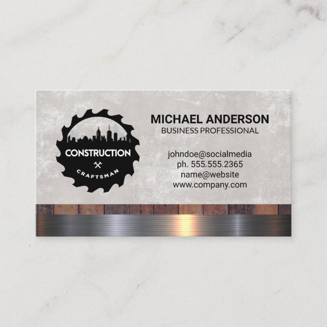 Saw Hammer Logo | Builder Business Card (Front)