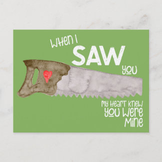 Saw Humour Valentines Day Postcard