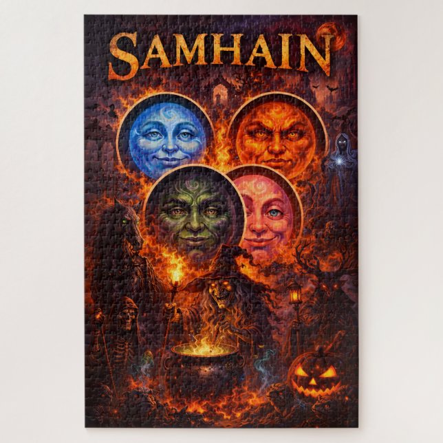 Saw in ritual celestial moon faces epic 1000 piece jigsaw puzzle (Vertical)