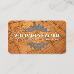 Saw Logo Lumber Blueprints Business Card