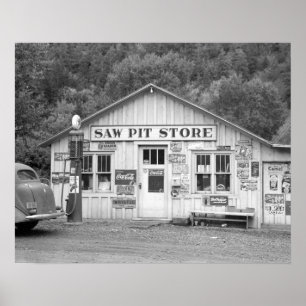 Saw Pit Store, 1940. Vintage Photo Poster