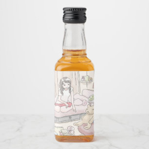 Sawdust an illustration of a woman sitting in a liquor bottle label