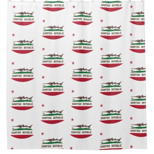 Sawfish Republic Ray Flag Carpenter Shark Shower Curtain (Front)